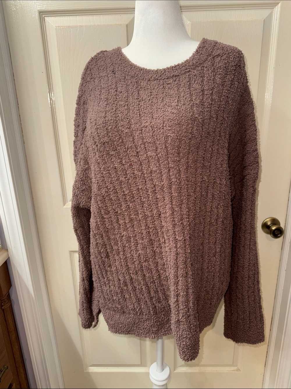 Molly & Isadora Cozy Plush Willow Crewneck Sweater Deep Taupe 3X EUC Soft